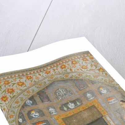 A lady in a pavilion at night by Unknown