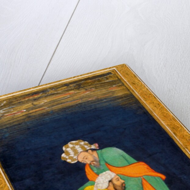 A mullah bowing down to a man in Iranian dress by Unknown