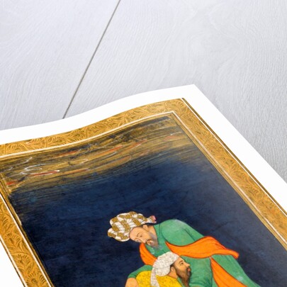 A mullah bowing down to a man in Iranian dress by Unknown