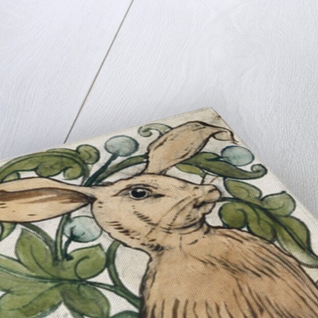 Seated hare and fruiting foliage by William Frend De Morgan