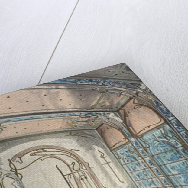 Main entrance showing panelled ceiling and tiled wall by Hector Guimard
