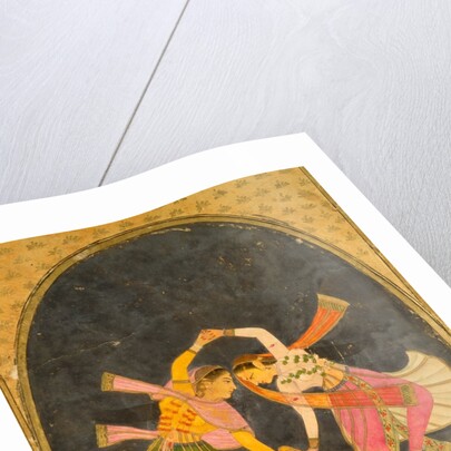 A pair of girls joining hands and performing a Kathak Dance. India, late 17th century by Unknown