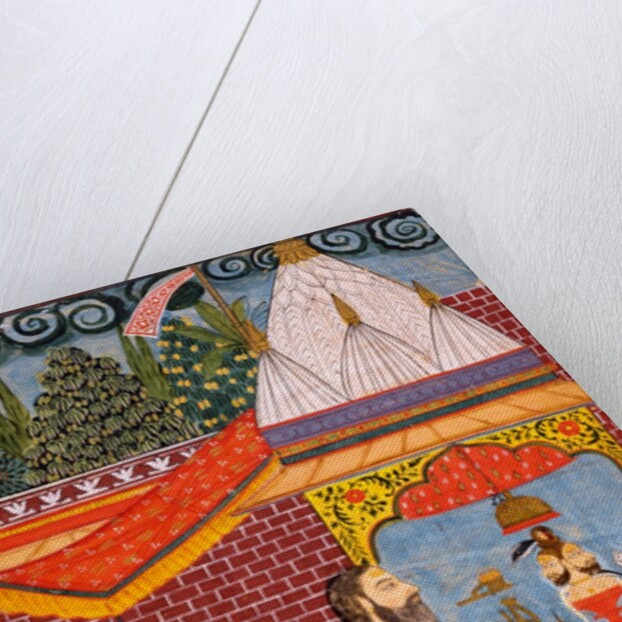 Viram Dev of Ghanerao worshipping at a Shiva shrine by Unknown