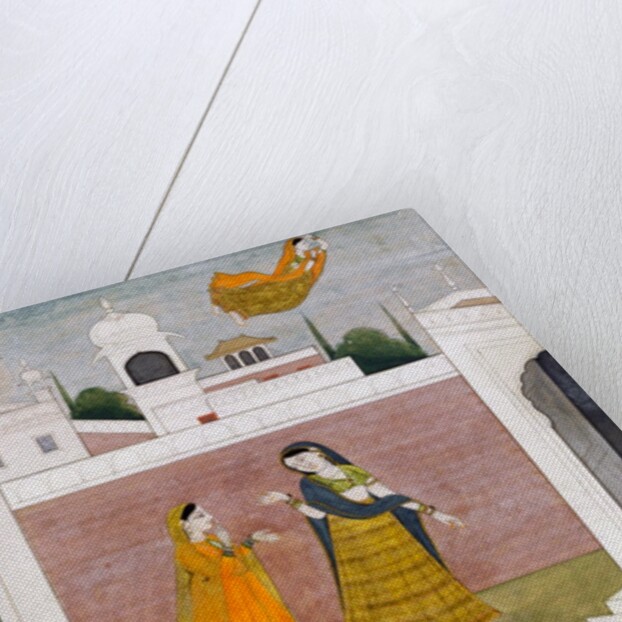 Usha looking at portraits. Kangra, India, early 19th century by Unknown