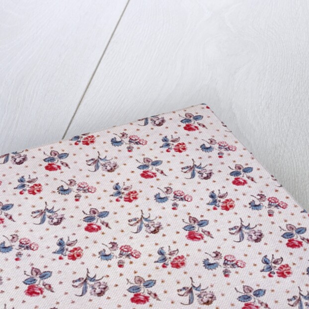 Printed fabric with tiny little sprigs of flowers by Unknown
