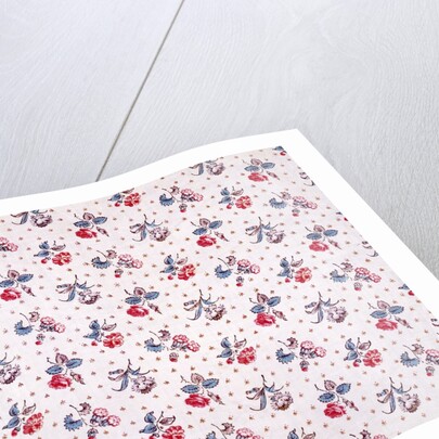 Printed fabric with tiny little sprigs of flowers by Unknown