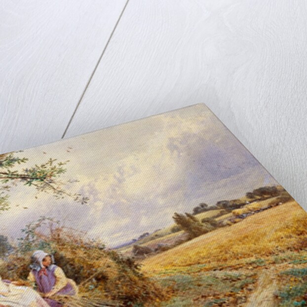 Young Gleaners Resting by a Stile by Miles Birket Foster