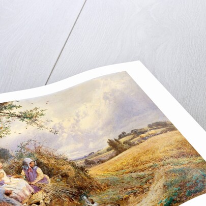 Young Gleaners Resting by a Stile by Miles Birket Foster