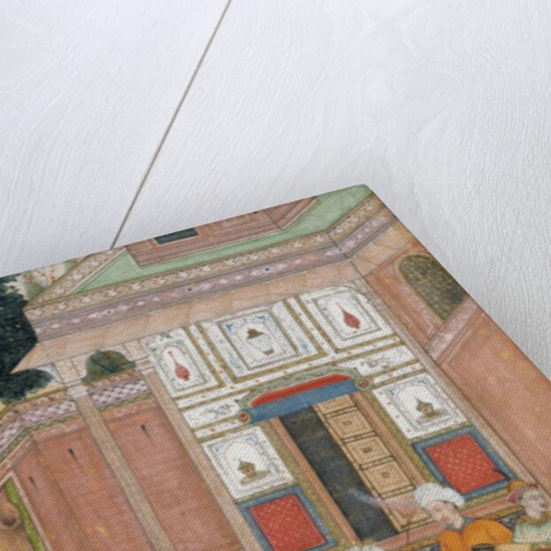 Prince on a throne in a courtyard by Unknown