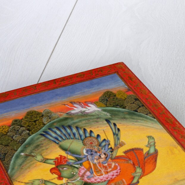 Vishnu and Lakshmi riding the bird Garuda by Unknown