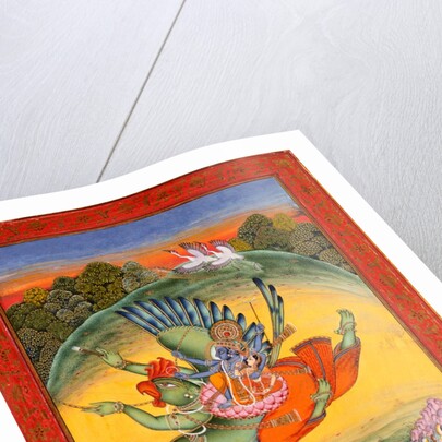 Vishnu and Lakshmi riding the bird Garuda by Unknown