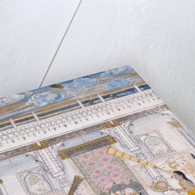 Raja Madho Singh worshipping at a Krishna shrine by Unknown