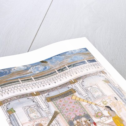 Raja Madho Singh worshipping at a Krishna shrine by Unknown