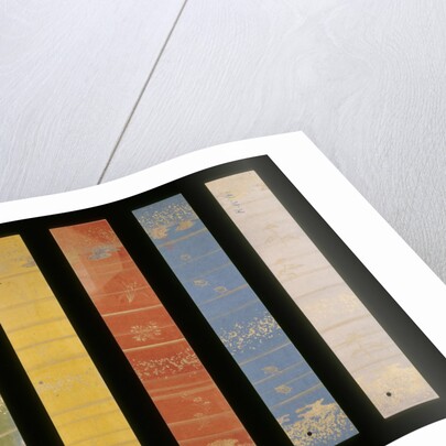 Five strips of patterned oriental paper by Unknown
