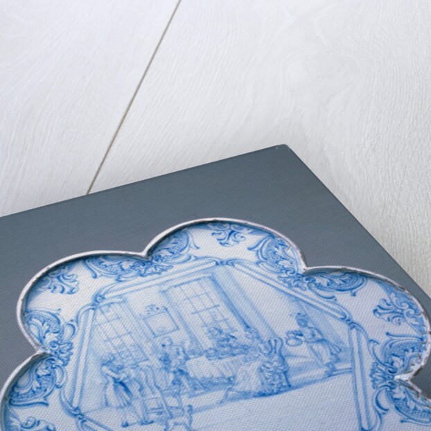 Tray with tea party scene by Unknown