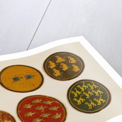 Six playing cards from a set of 121. Kurnaul, India, 19th century by Unknown