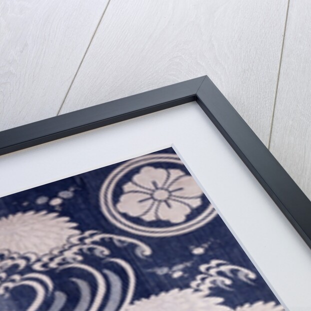 Futon cover with chrysanthemums and waves by Anonymous