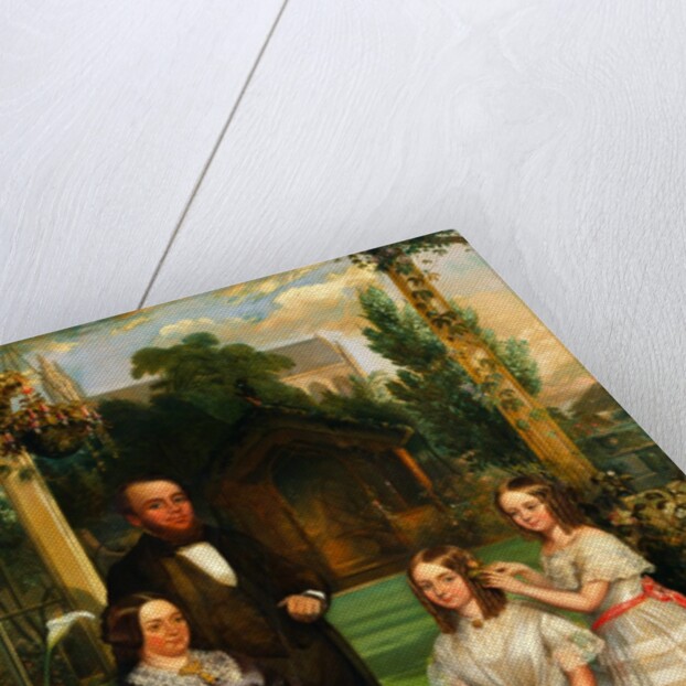 Family in a conservatory by H. R. Miller