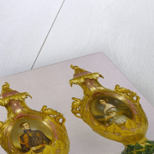 Portraits of Queen Victoria and Prince Albert on a pair of vases. Stoke-on-Trent, Manchester, England, mid-19th century by Unknown