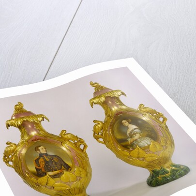 Portraits of Queen Victoria and Prince Albert on a pair of vases. Stoke-on-Trent, Manchester, England, mid-19th century by Unknown