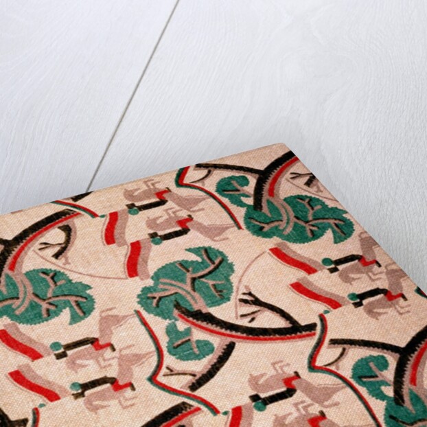 Horsemen and trees furnishing fabric by F. Gregory Brown