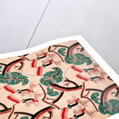 Horsemen and trees furnishing fabric by F. Gregory Brown
