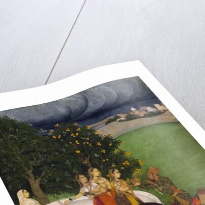 A Prince receiving water from women at a well by Unknown