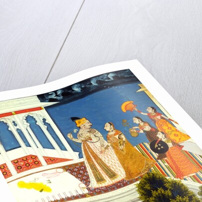 Raja Jagat Singh II walking with ladies on the Palace roof at Udaipur. India, mid-18th century by Unknown