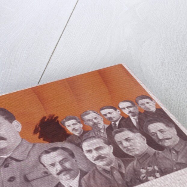 Politbureaux  ZKVKP(B), poster featuring Stalin's Politburo with one character blacked out by Gustav Gustavovich Klutsis