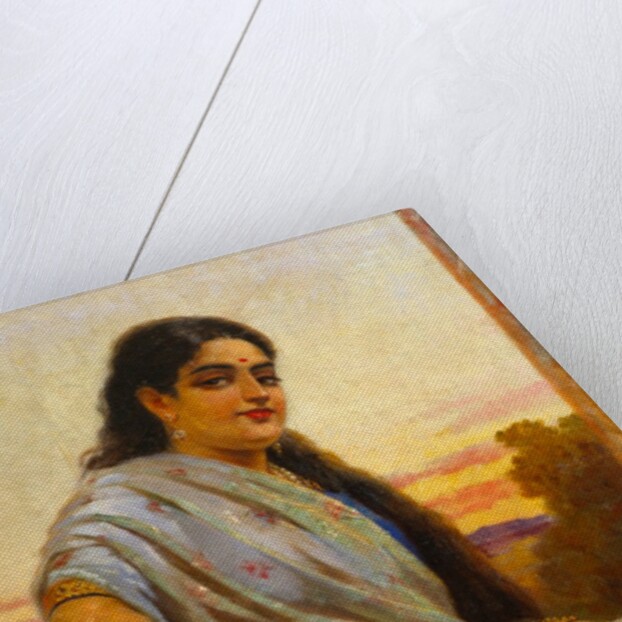 A Lady Holding a Fan by Varma Ravi