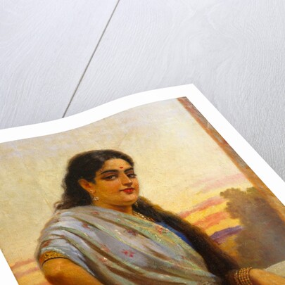 A Lady Holding a Fan by Varma Ravi