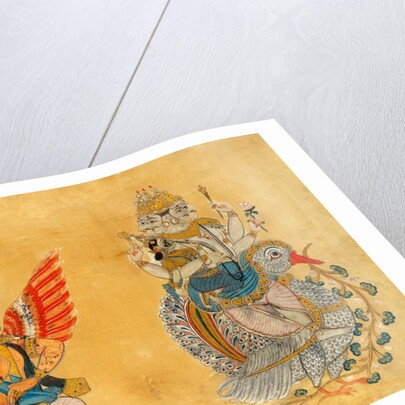 Brahma and Sarasvati on the cosmic goose and Vishnu and Lakshmi on Garvola by Unknown