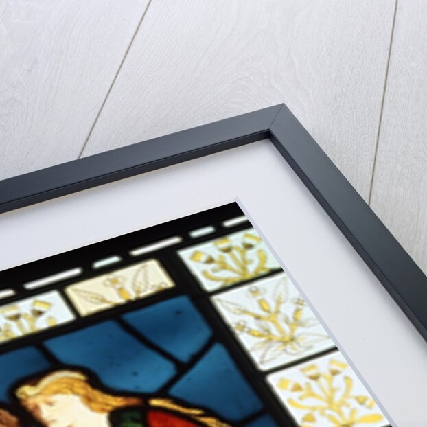 Stained glass panel depicting a scene from King Rene's honeymoon by Edward Coley Burne Jones