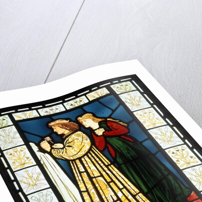 Stained glass panel depicting a scene from King Rene's honeymoon by Edward Coley Burne Jones
