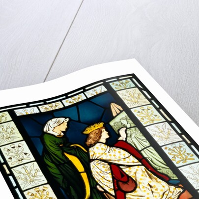 Stained glass panel depicting a scene from King Rene's honeymoon by Edward Coley Burne Jones