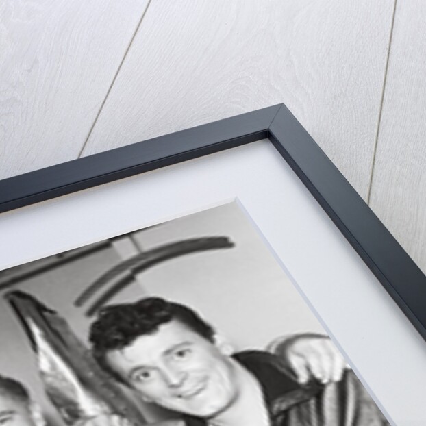 Eddie Cochran (2nd left) with John Barry, Adam Faith and Gene Vincent by Harry Hammond