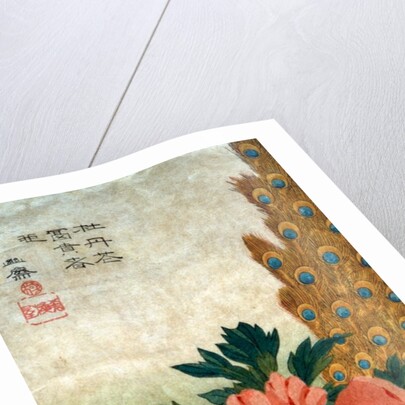 Peony and a Peacock by Utagawa Hiroshige I