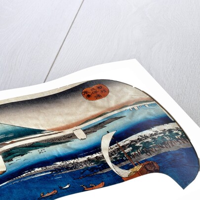 View of Miho-no-ura in Suruga Province, Uchiwa-e-size Nishiki-e by Utagawa Hiroshige