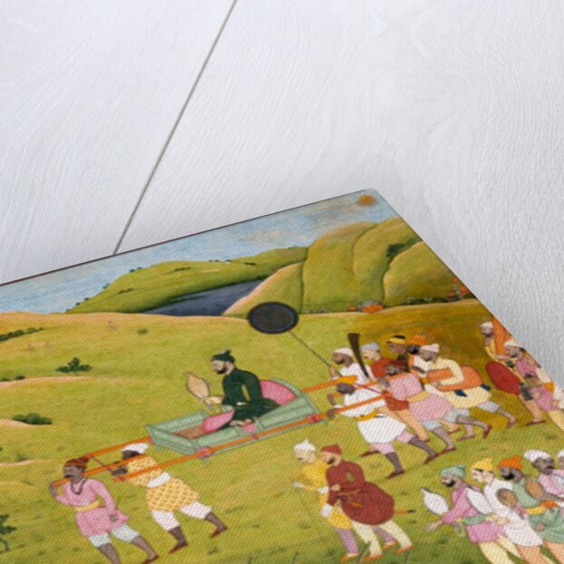 Raja Balwant Singh hawking by Nainsukh