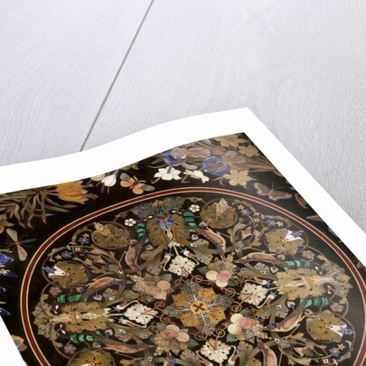 Detail of top table with floral design inlay by J. Randall