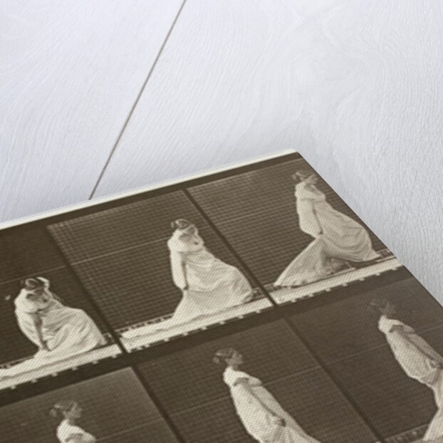 Woman picking up the hem of her dress by Eadweard Muybridge