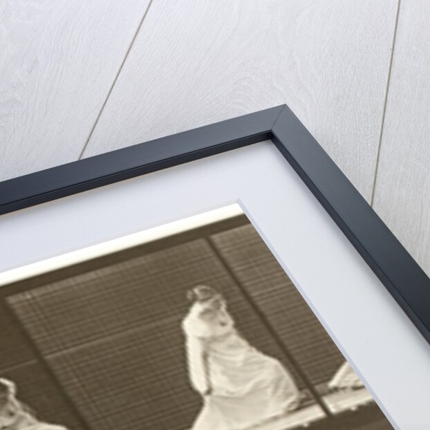 Woman picking up the hem of her dress by Eadweard Muybridge