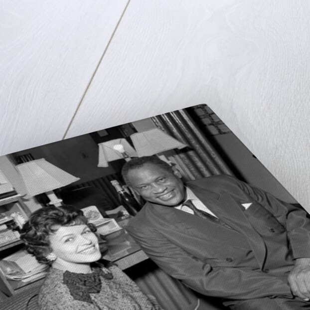 Paul Robeson with Eve Boswell in the Palladium dressing room by Harry Hammond