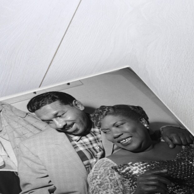 Sister Rosetta Tharp with unknown man in her dressing room by Harry Hammond