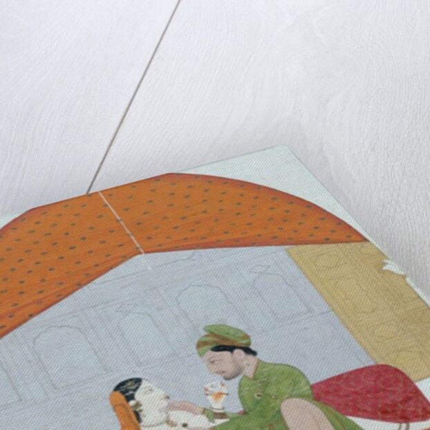 Prince and his mistress in a sexual position. Guler, Punjab Hills, India, early 19th century by Unknown