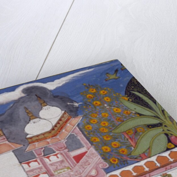 A lady picking flowers from a pot by Unknown