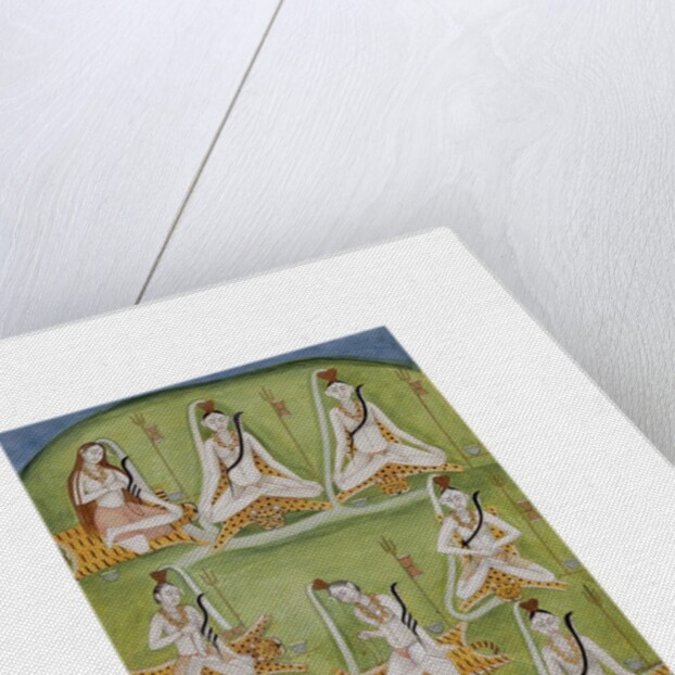 Shiva in eight yogic postures. Murshidabad, India, late 18th century by Unknown