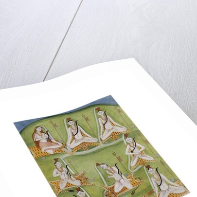 Shiva in eight yogic postures. Murshidabad, India, late 18th century by Unknown