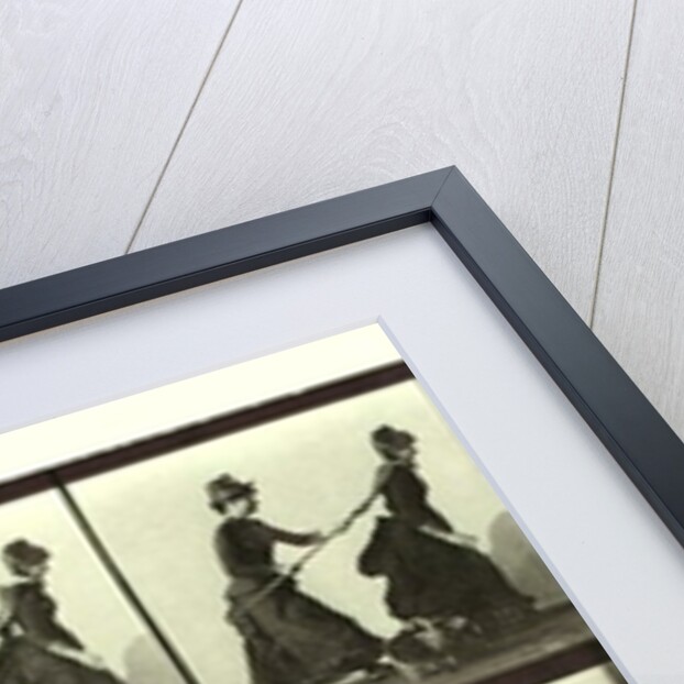 Women chasing another woman with a broom by Eadweard Muybridge