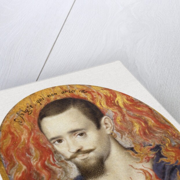 An Unknown Man Against a Background of Flames by Isaac Oliver